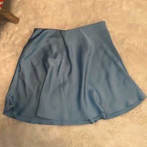 Sky Blue Satin Flowy Skirt